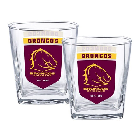NRL Spirit Glass Set - Brisbane Broncos - 250ml Cup - Set Of Two