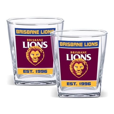 AFL Spirit Glass Set - Brisbane Lions - 250ml Cup - Set Of Two