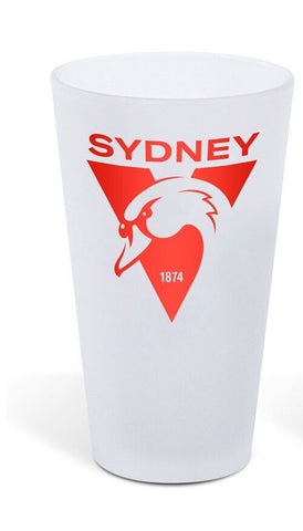AFL Frosted Conical Glass Set Of Two - Sydney Swans - 500ml