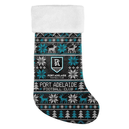 AFL Christmas Stocking - Port Adelaide Power - Sweater Print - XMAS