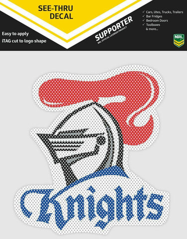 NRL Car UV Rated Decal Sticker - Newcastle Knights - Size 14-18cm - See Thru