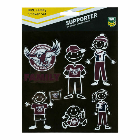 NRL Stick Family Supporter Sticker Sheet - Manly Sea Eagles - Rugby League