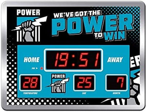 AFL Scoreboard LED Clock - Port Adelaide Power - Date Time Temp - Gift Box