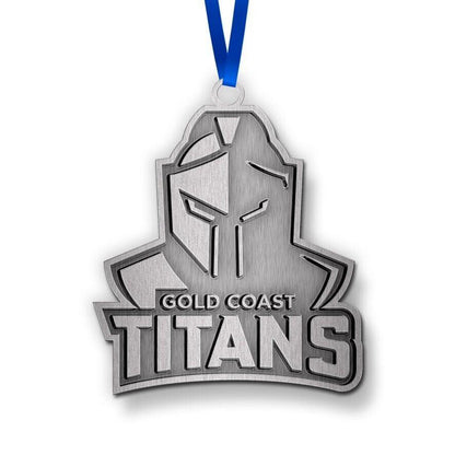 NRL Christmas Metal Ornament - Gold Coast Titans - Approx. 70 x 50mm