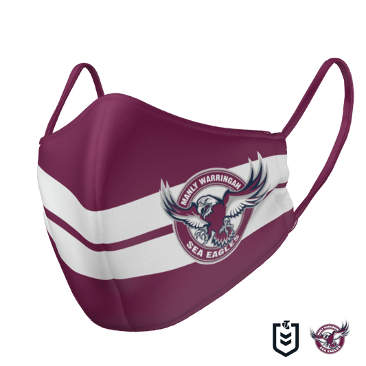 NRL Face Mask - Sea Eagles - Reversible - Washable - Adult Large