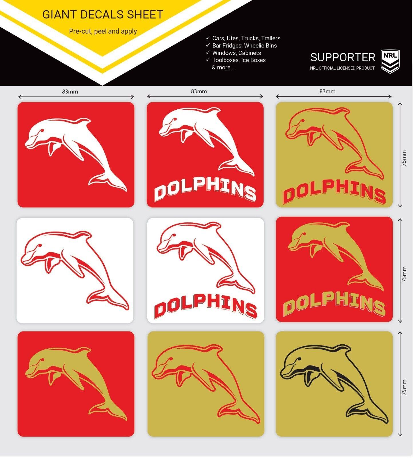 NRL Square Logos Decal - Dolphins - Car Sticker 250mm