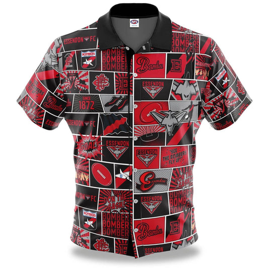 AFL Fanatics Button Up Polo Shirt - Essendon Bombers - Aussie Rules