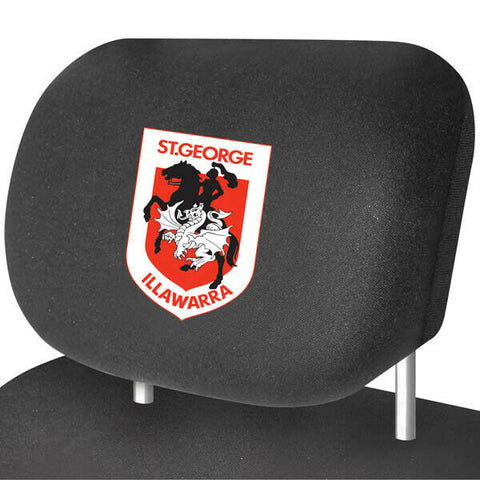 NRL Car Head Rest Cover - St George Illawarra Dragons - Set Of Two Covers -