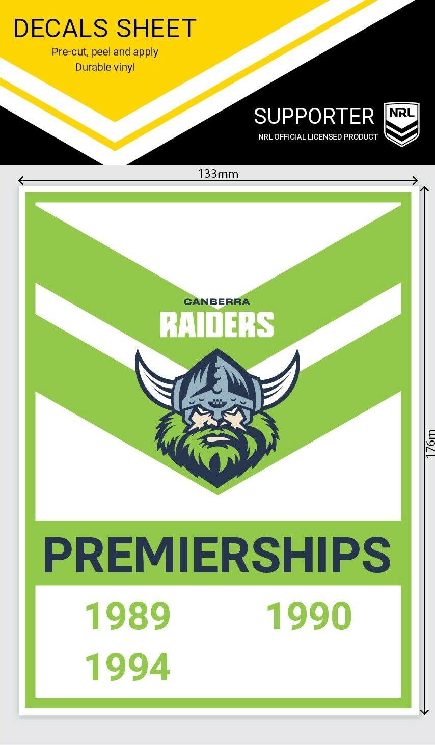 NRL Premiership History Decal - Canberra Raiders - Premier Stickers