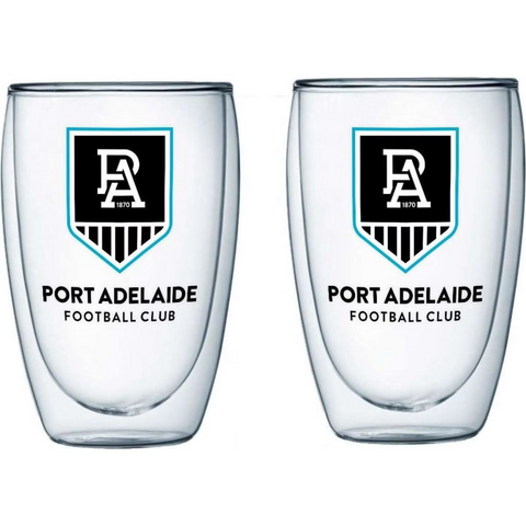 AFL Double Wall Glass Set - Port Adelaide Power - Set of Two