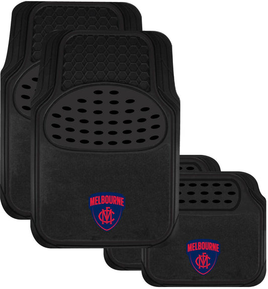 AFL Car Floor Mats - Melbourne Demons - Set Of 4 - Universal Size Fit