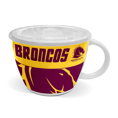 NRL Soup Mug with Lid - Brisbane Broncos - Ceramic - 850mL Capacity