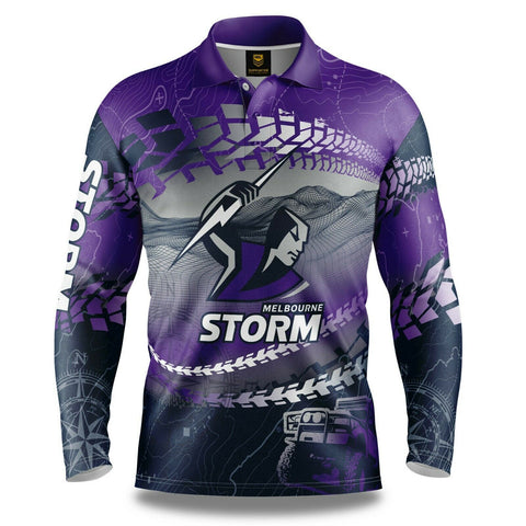 NRL 2021 Trax Off Road Camping Polo Tee Shirt - Melbourne Storm - Adult