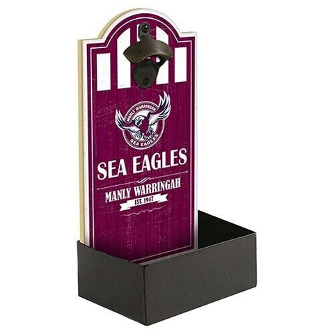 NRL Wall Bottle Opener with Catcher - Manly Sea Eagles - Gift