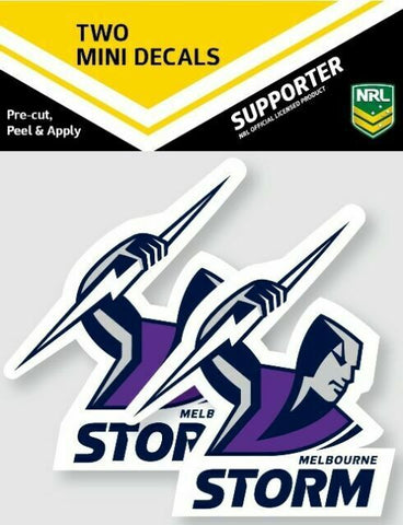 NRL Mini Decal - Melbourne Storm - Car Sticker Set Of 2 - 8x7cm