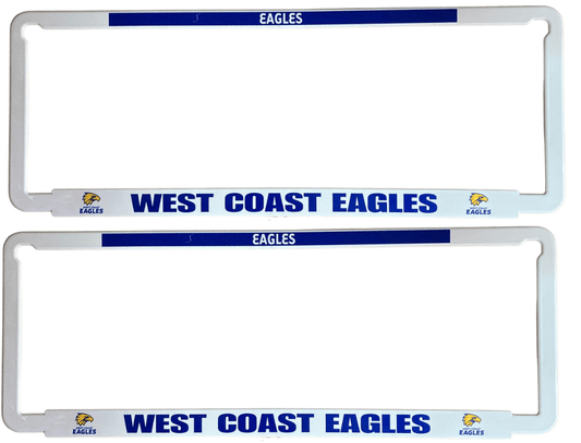 AFL Car Number Plate Frame Set Of Two - West Coast Eagles - Front/Back