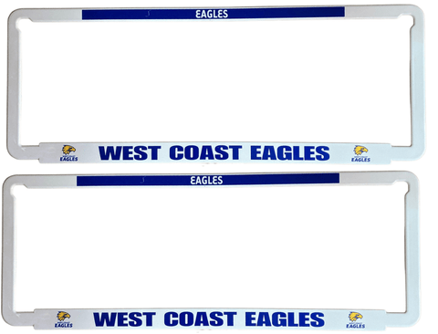 AFL Car Number Plate Frame Set Of Two - West Coast Eagles - Front/Back