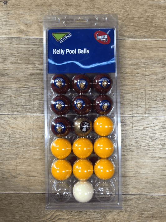 AFL Pool Snooker Billiards 16 Ball Full Set - Team Vs Colour - Brisbane Lions