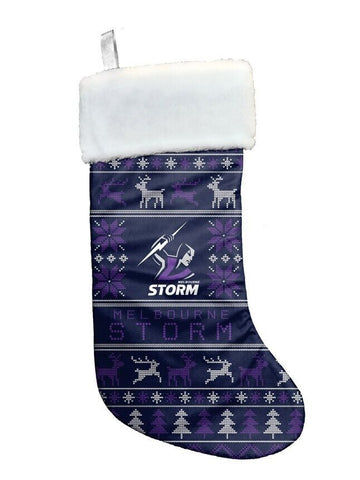 NRL Christmas Stocking - Melbourne Storm - Sweater Print - XMAS