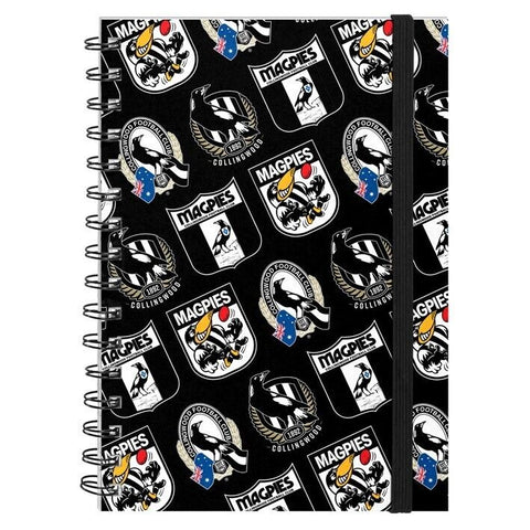 AFL Hard Cover Notebook - Collingwood Magpies - A5 60 Page Pad