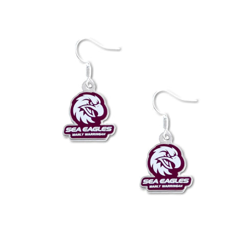 NRL Logo Metal Earrings - Manly Sea Eagles - Surgical Steel - Drop Earrings