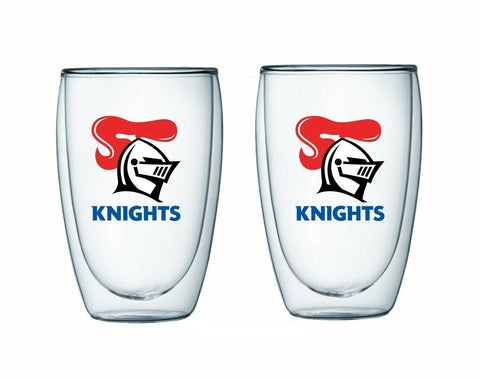 NRL Double Wall Glass Set - Newcastle Knights - Set of Two - 350ml
