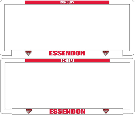 AFL Car Number Plate Frame Set Of Two - Essendon Bombers - Front/Back