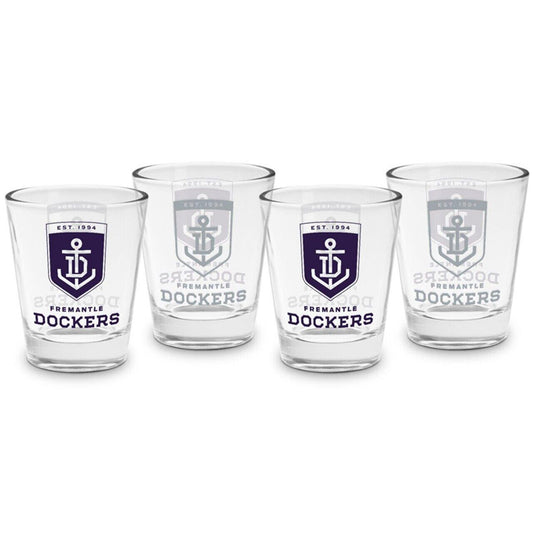 AFL Shot Glass Set of 4 - Fremantle Dockers - 50ml