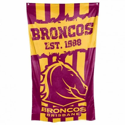 NRL Wall Flag Cape - Brisbane Broncos - 150cm x 90cm - Steel Eyelets