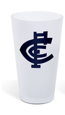 AFL Frosted Conical Glass Set Of Two - Carlton Blues - 500ml