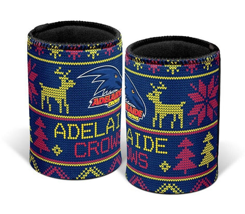 AFL Christmas Stubby Cooler - Adelaide Crows - Rubber Base - XMAS