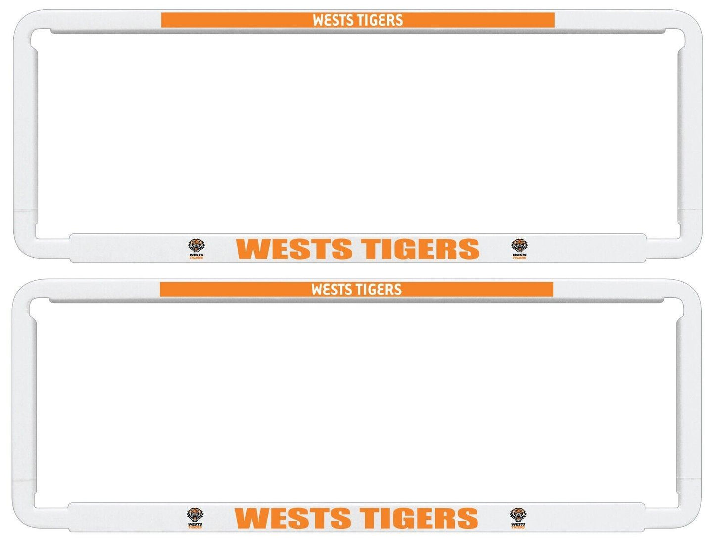 NRL Car Number Plate Frame - Set Of Two - West Tigers - Front/Back