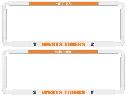 NRL Car Number Plate Frame - Set Of Two - West Tigers - Front/Back