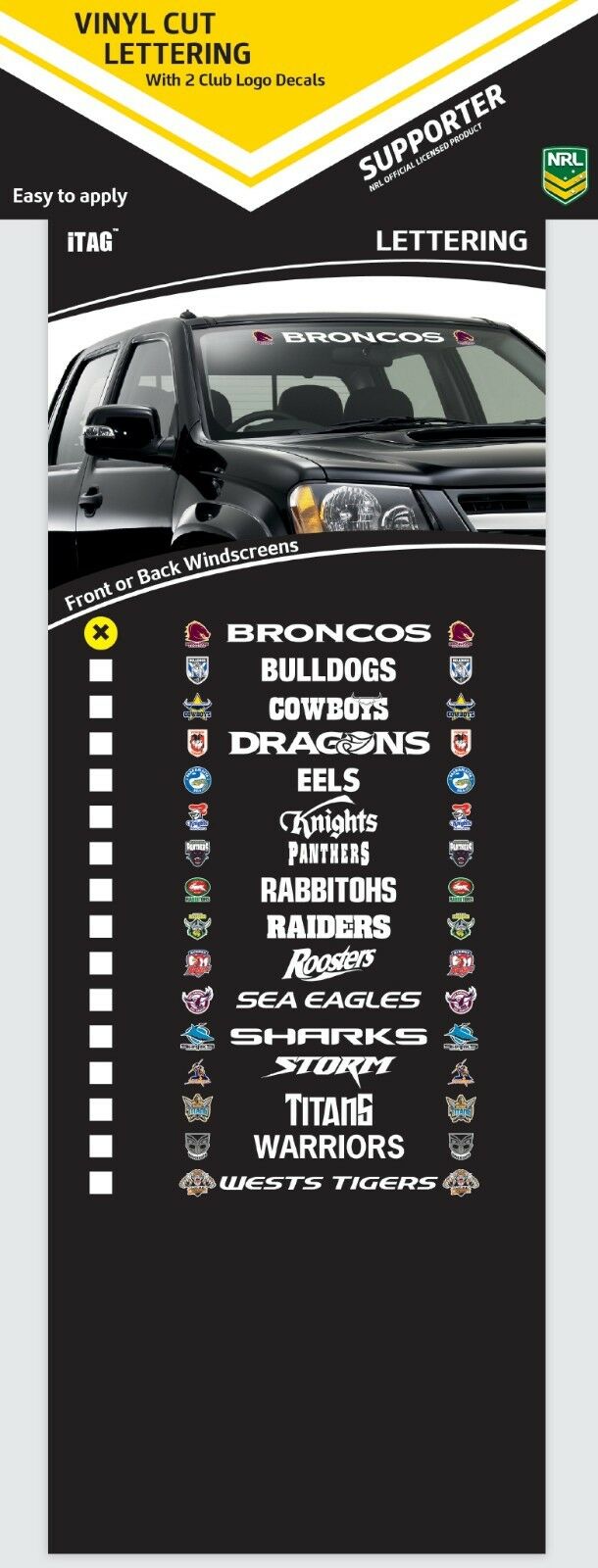 NRL Team Name Lettering Decal - West Tigers - Car Sticker