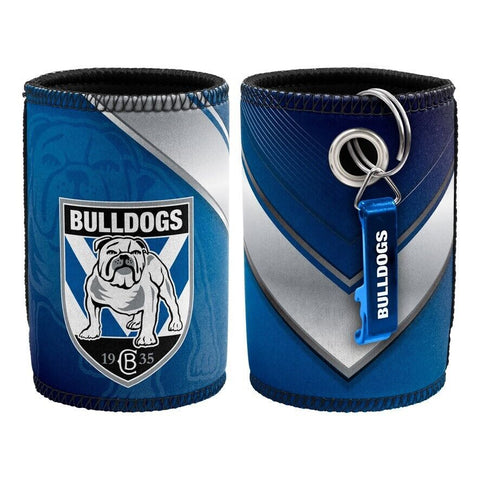 NRL Stubby Can Cooler with Bottle Opener - Canterbury Bulldogs - Rubber Base