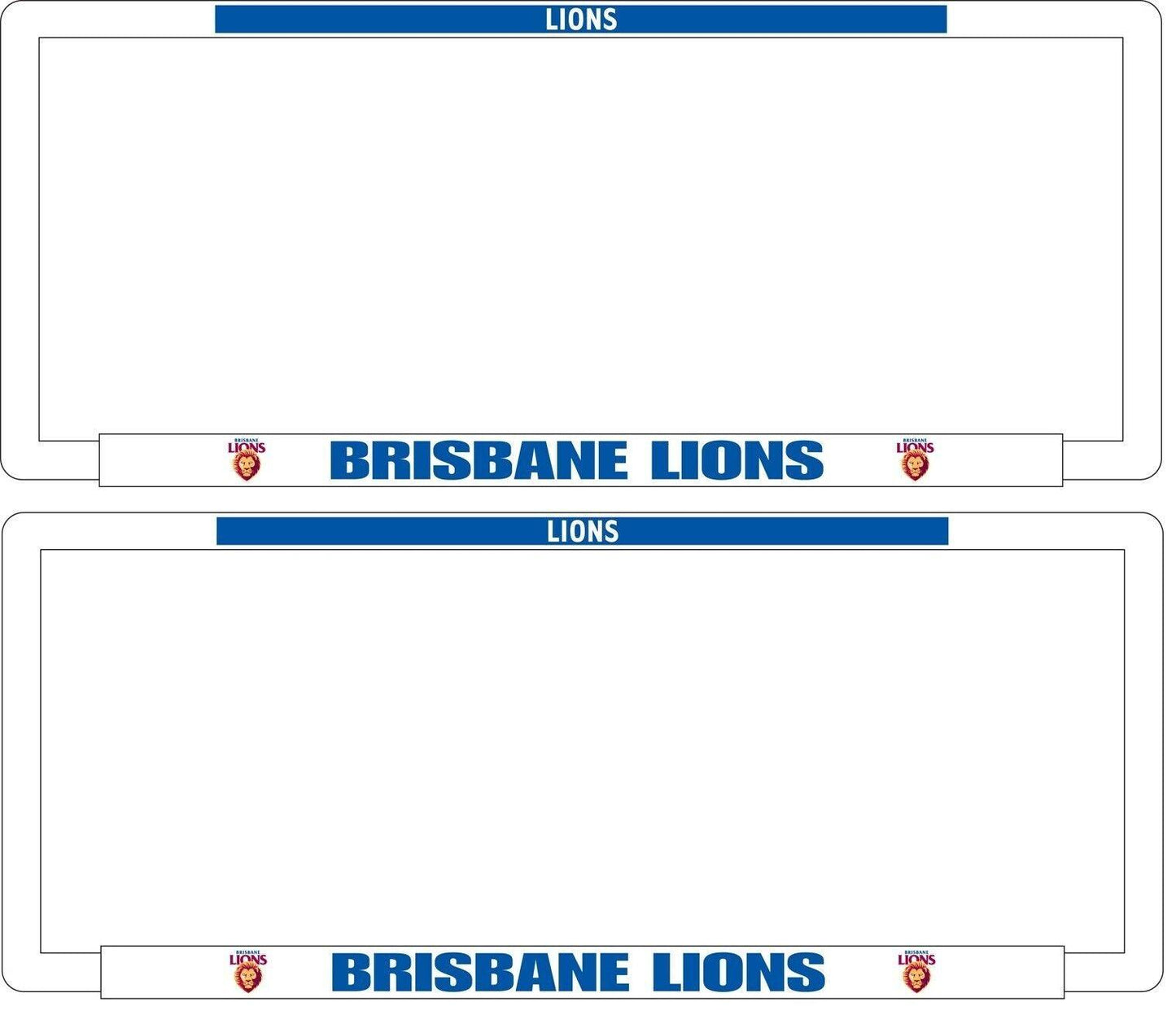 AFL Car Number Plate Frame Set Of Two - Brisbane Lions - Front/Back