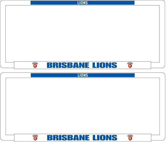 AFL Car Number Plate Frame Set Of Two - Brisbane Lions - Front/Back