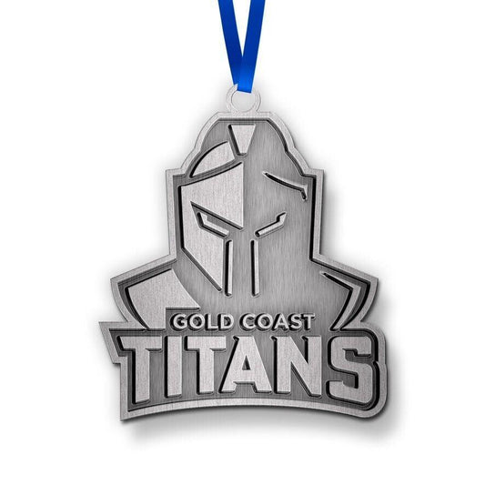 NRL Christmas Metal Ornament - Gold Coast Titans - Approx. 70 x 50mm