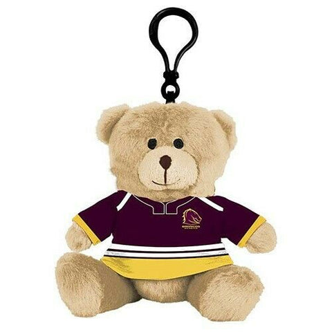 NRL Plush Teddy Bear Bag Tag - Brisbane Broncos - 120mm (H)