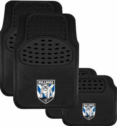 NRL Car Floor Mats - Canterbury Bulldogs - Set Of 4 - Universal Size Fit