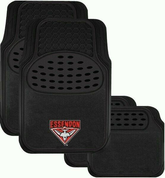 AFL Car Floor Mats - Essendon Bombers - Set Of 4 - Universal Size Fit