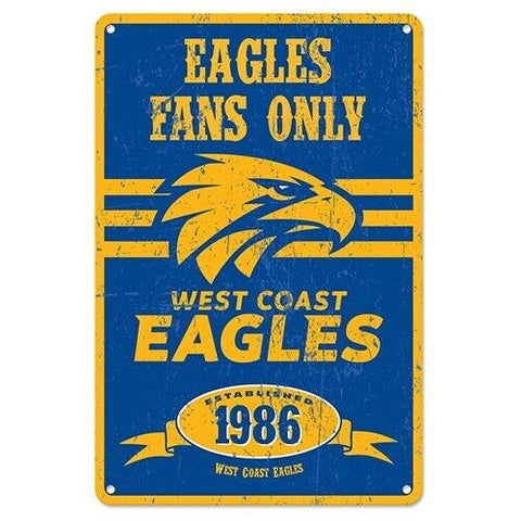 AFL Retro Supporter Tin Sign - West Coast Eagles - Man Cave - Heritage