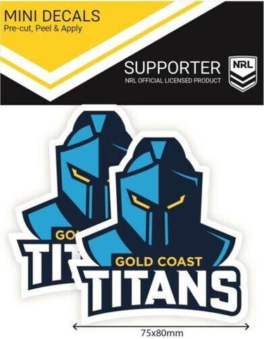 NRL Mini Decal - Gold Coast Titans - Car Sticker Set Of 2 - 8x7cm