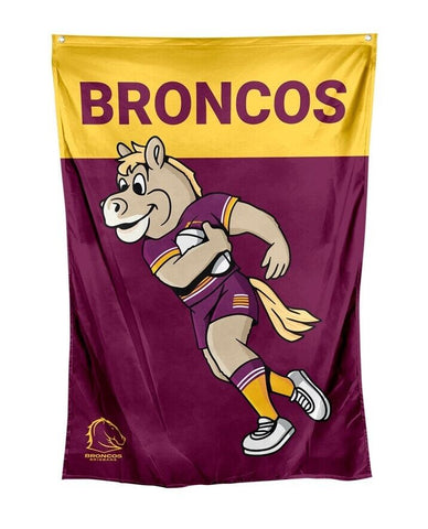 NRL Mascot Wall Flag - Brisbane Broncos - Cape Flag - Approx 100cm x 70cm