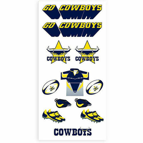 NRL Temporary Tattoo Sheet - North Queenslands Cowboys - Rugby League - Jersey