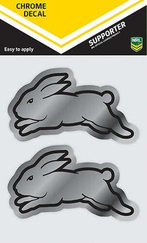 NRL Chrome Decal - South Sydney Rabbitohs - Car Sticker 12x12cm